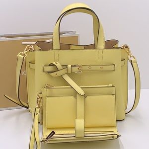 MICHAEL KORS EMILIA SMALL SATCHEL & LARGE DOUBLE ZIP WRISTLET BUTTERCUP